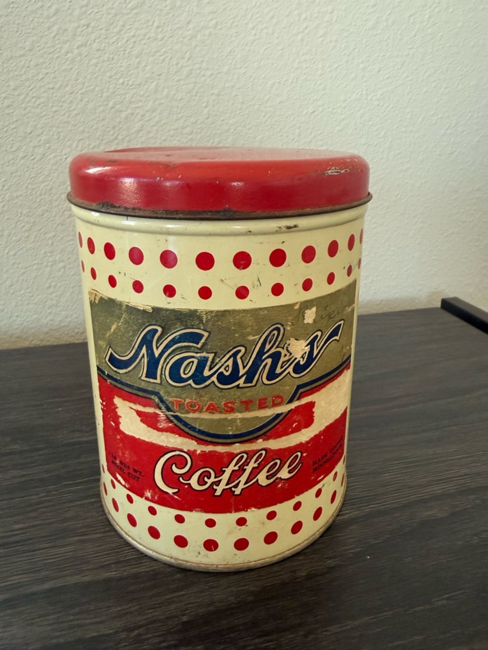 Vintage Nash’s coffee tin canister with paper label